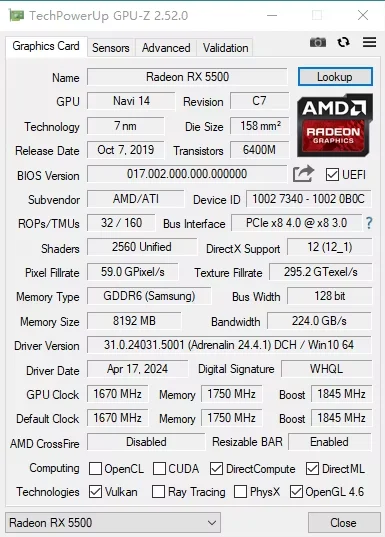 MLLSE AMD RX5500XT 8G Gaming Graphics Card 8GB 128Bit GDDR6 PCI-E 4.0×8 GPU Radeon rx5500xt 8gb game Video Cards Placa de vídeo - Image 6