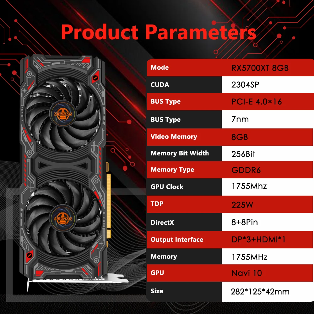 AIBOMAN RX5700XT 8G GDDR6 RED DEMON Gaming Official High performance Graphic card - Image 2