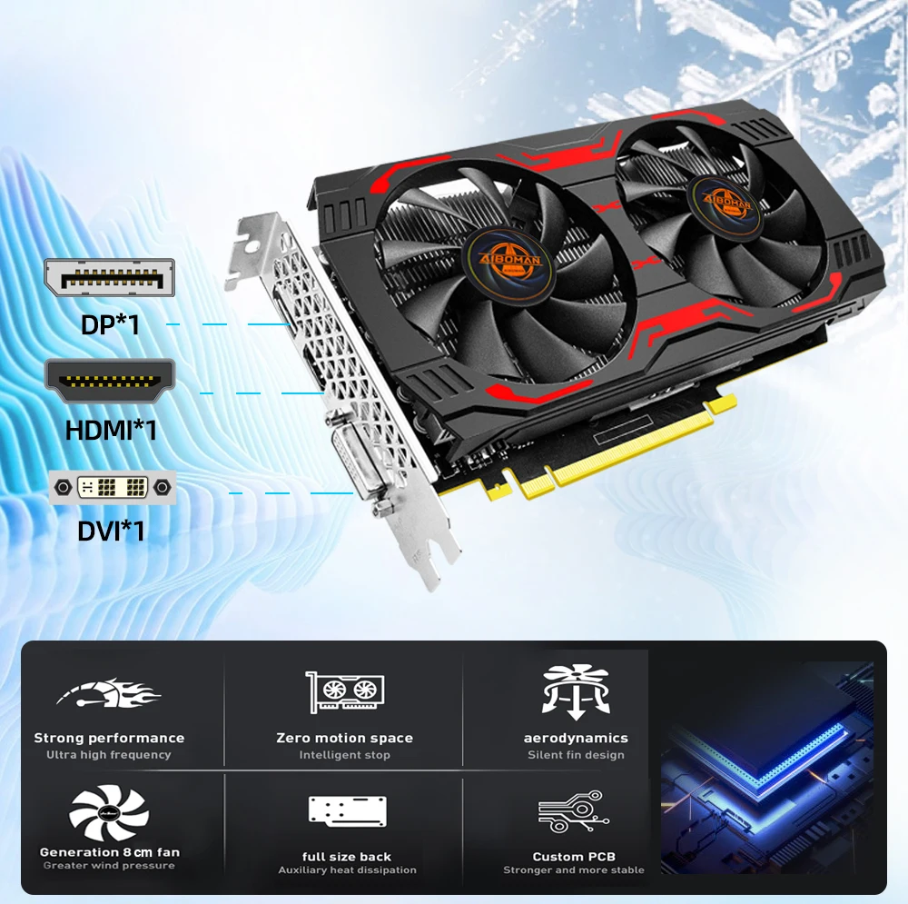 AIBOMAN Video Card GTX1660Ti 6GB GDDR6 192Bit 1530MHz GPU PCI-E 3.0 HDMI DP DVI Output Gaming Graphics Cards - Image 3