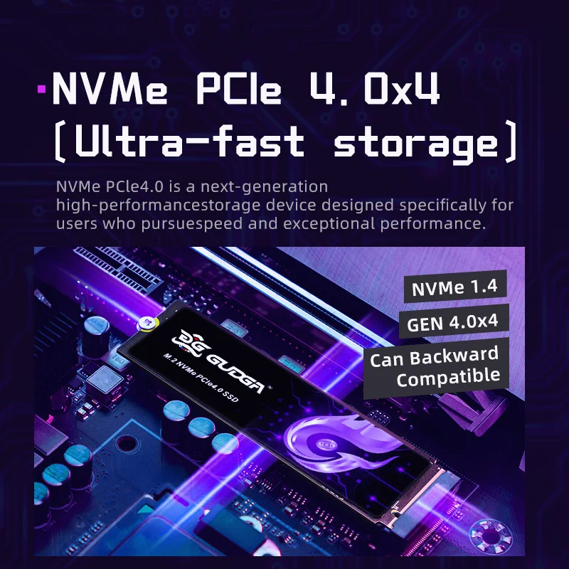 GUDGA 7200MB/s SSD NVMe M.2 2280 4TB 2TB 1TB 512GB Internal Solid State Drive PCIe 4.0x4 with Heatsink for PS5 Laptop Desktop PC - Image 4