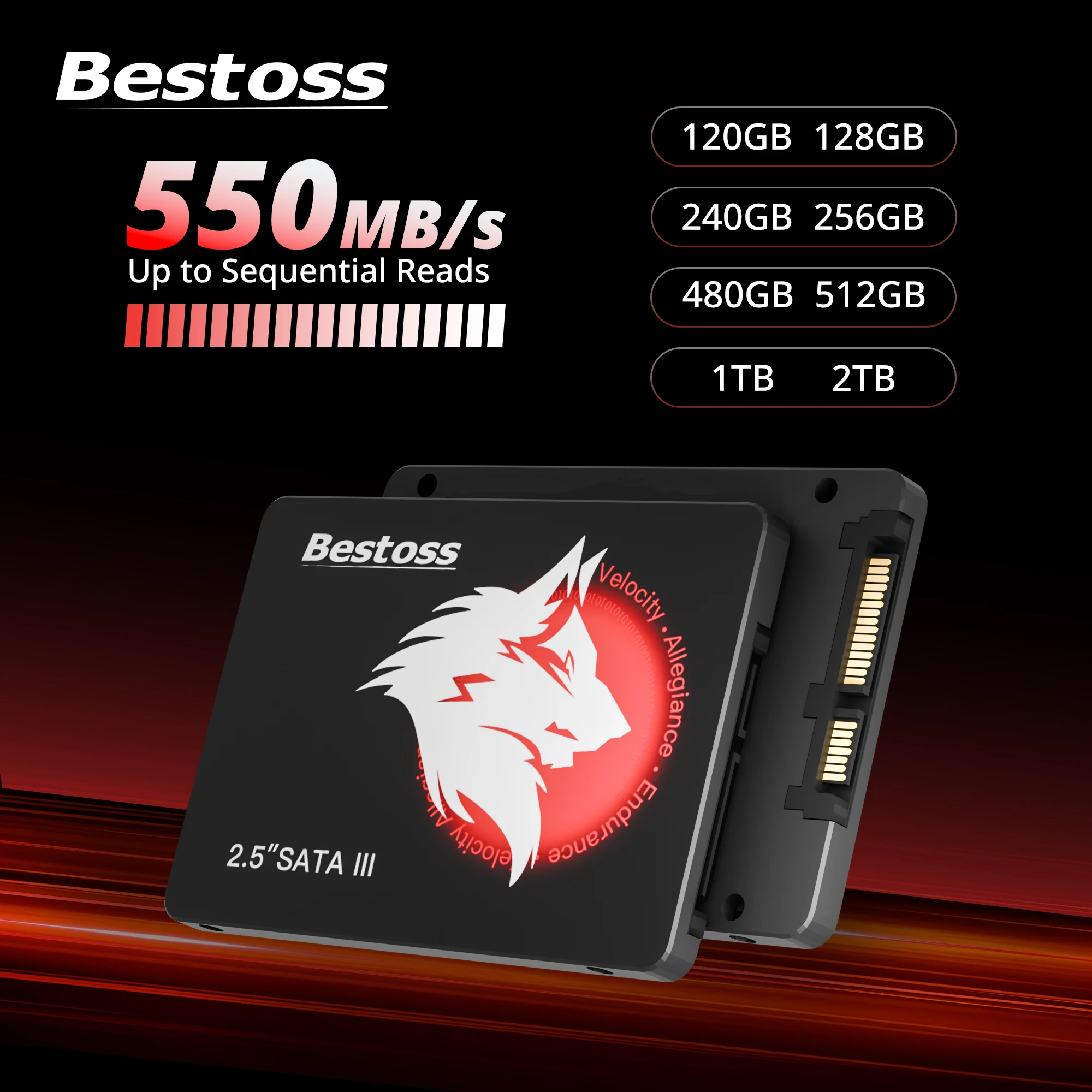 Bestoss 2.5 inch Sata 3.0 Solid State Drives 120GB 128GB 240GB 256GB 480GB 512GB 1TB 2TB SSD for Desktop or Laptop