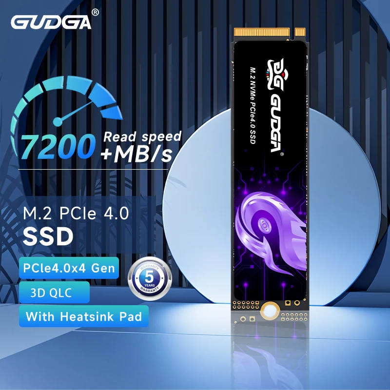 GUDGA 7200MB/s SSD NVMe M.2 2280 4TB 2TB 1TB 512GB Internal Solid State Drive PCIe 4.0x4 with Heatsink for PS5 Laptop Desktop PC