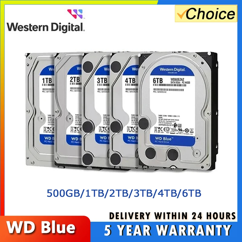 WD BLUE 4TB 6TB 3.5" Hard Drive Disk SATA III 5400 RPM 500GB 1T 2TB HD Hard disk For Monitoring Desktop Computer