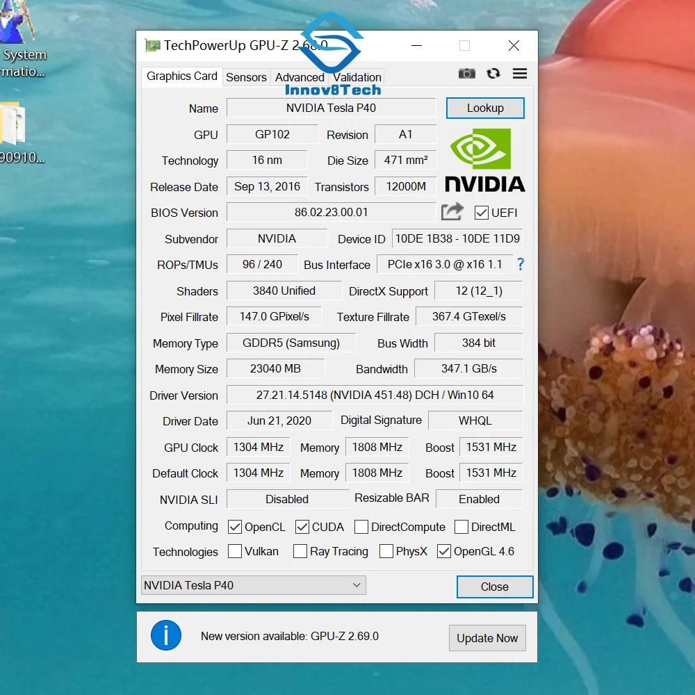 Nvidia P40 24GB GPU Graphics Card 24GB GDDR5 for AI Inference,Deep Learning - Image 3